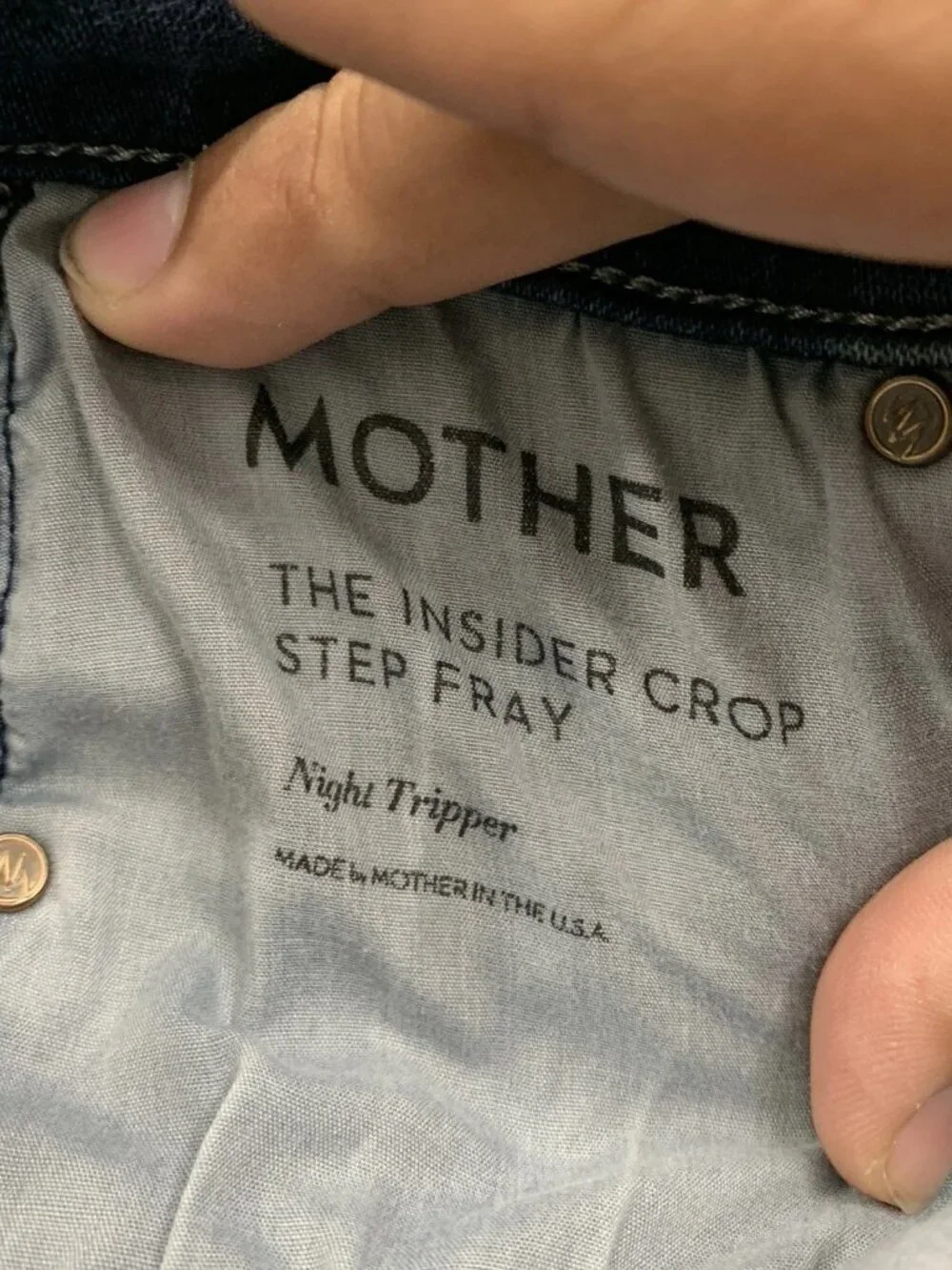 MOTHER Insider Crop Step Fray Jeans Womens 25 Night Tripper Raw Hem Blue Denim